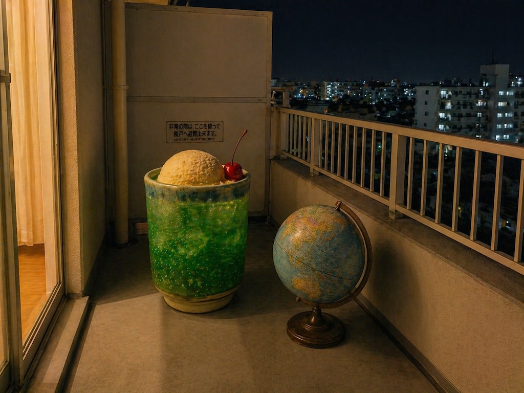 巨大クリームソーダと地球儀　と　失敗作