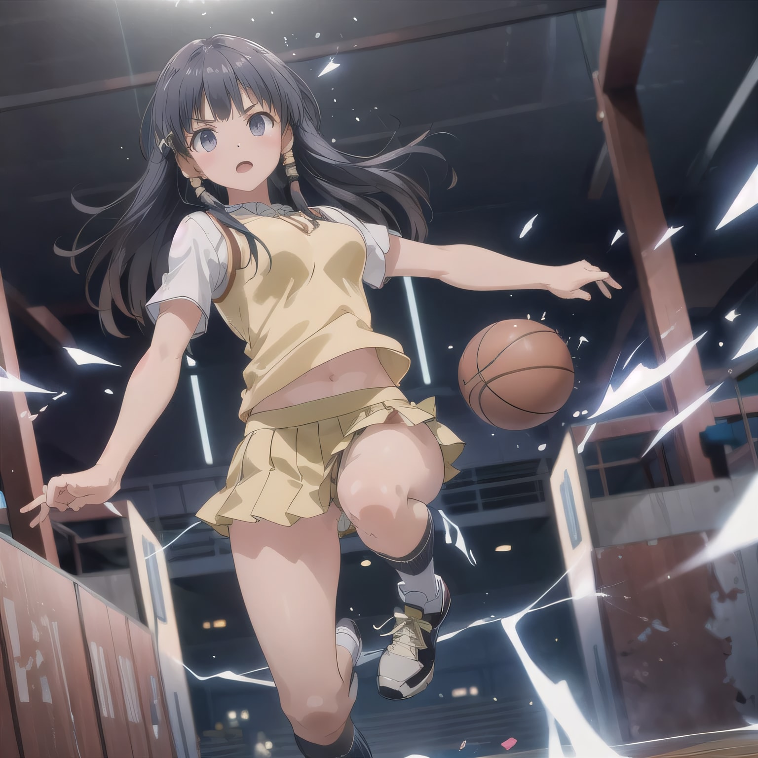 黒髪ロングでバスケの少女 | の人気AIイラスト・グラビア