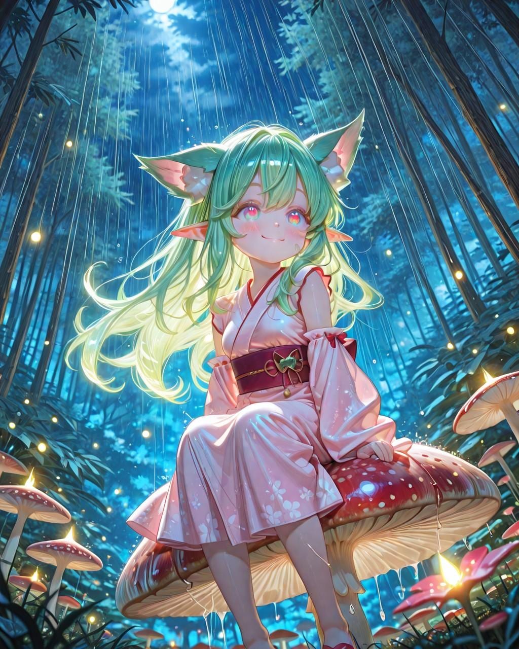 12枚）キノコと雨