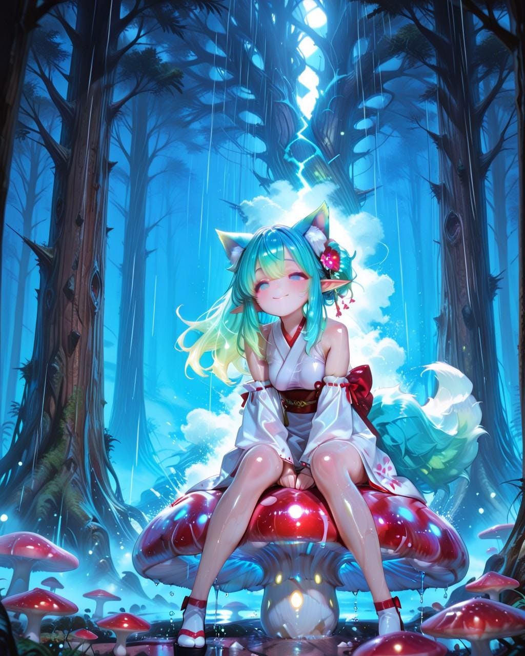 12枚）キノコと雨
