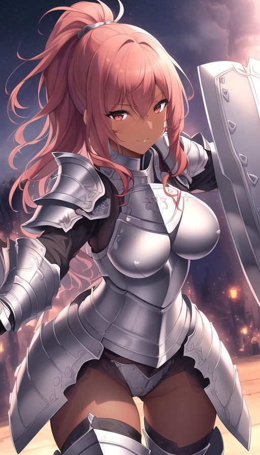 褐色赤髪ポニテ女騎士