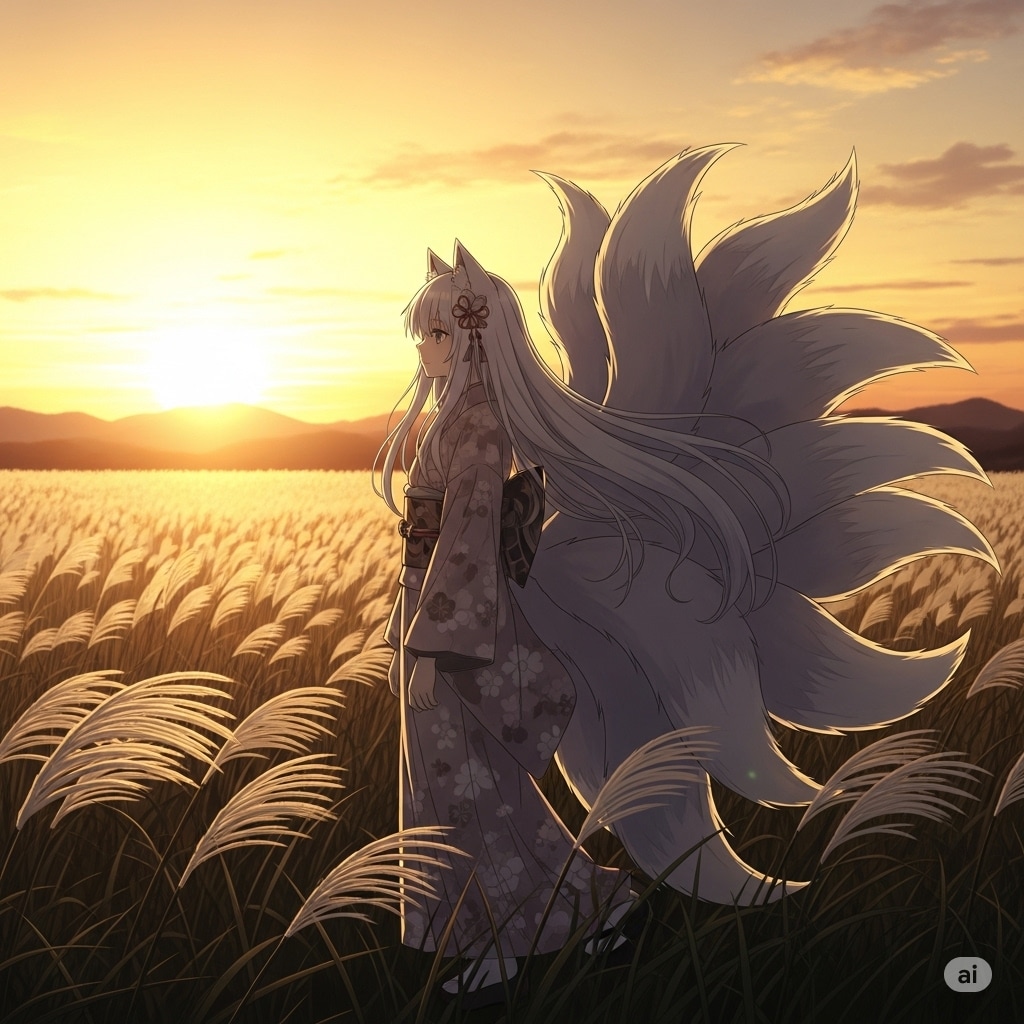 九尾の夕日 | の人気AIイラスト・グラビア