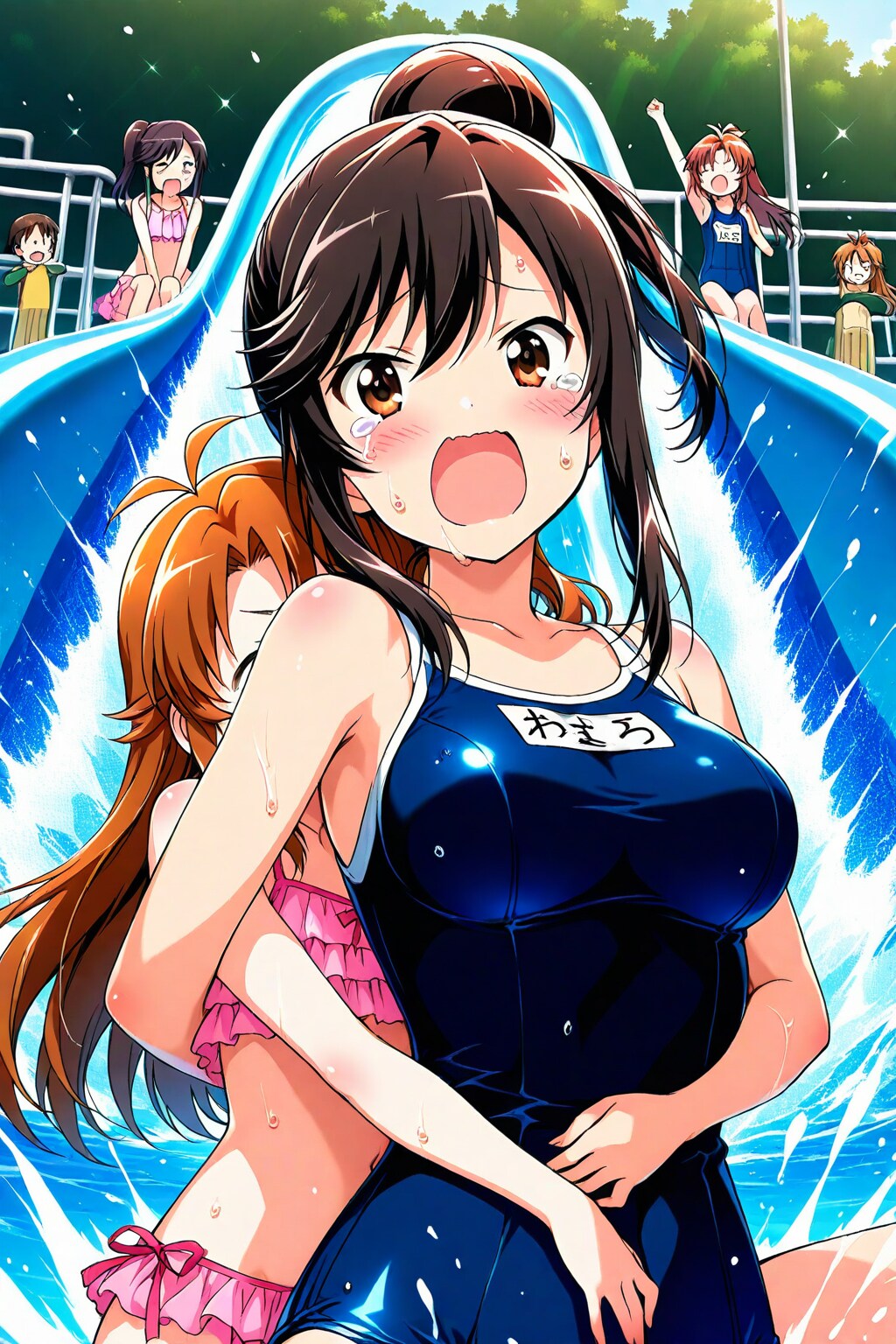 ウォータースライダーでこまちゃんに泣いてもらう(*´ω｀*)