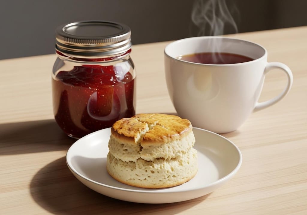 デザートのジャムとスコーン