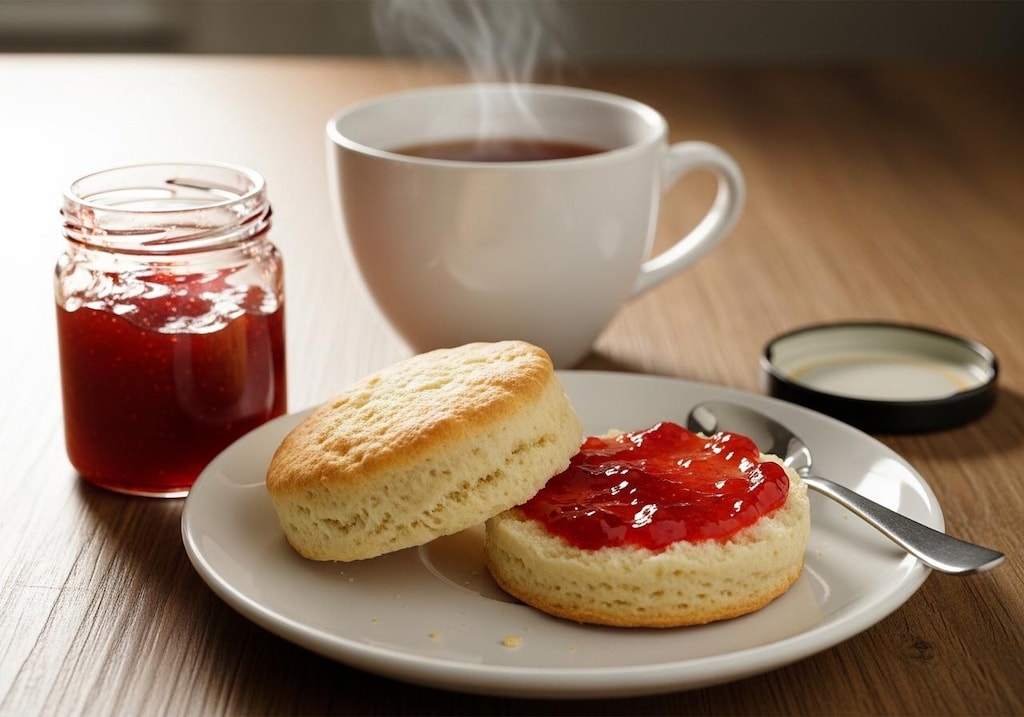 デザートのジャムとスコーン