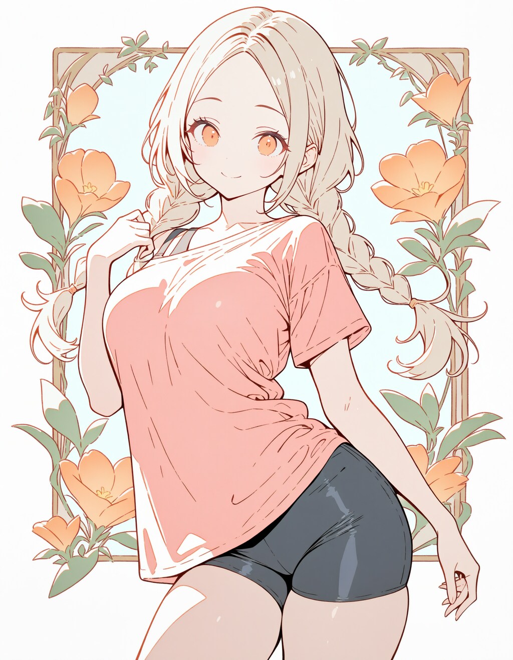 お花の飾り枠と姉さんXL