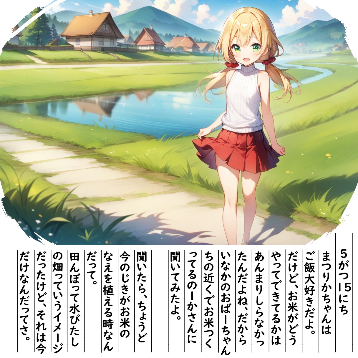 【絵日記】田うえ見て来たよ | の人気AIイラスト・グラビア