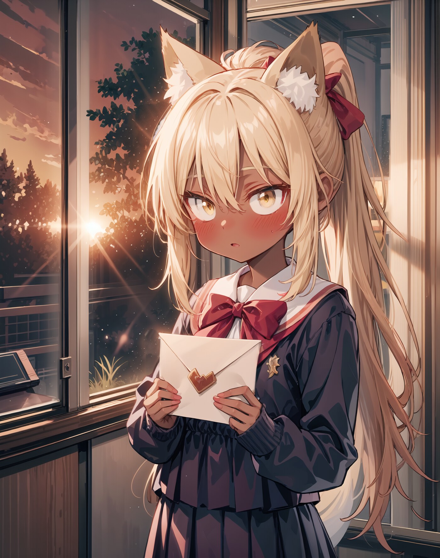 ラブレターで告白する狐娘