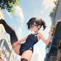 スク水タイツの眼鏡っ娘 3枚目