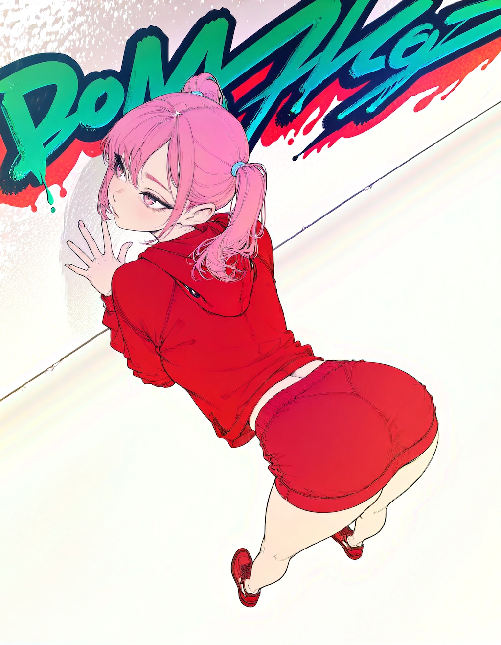 Pink-Haired Graffitist in Red