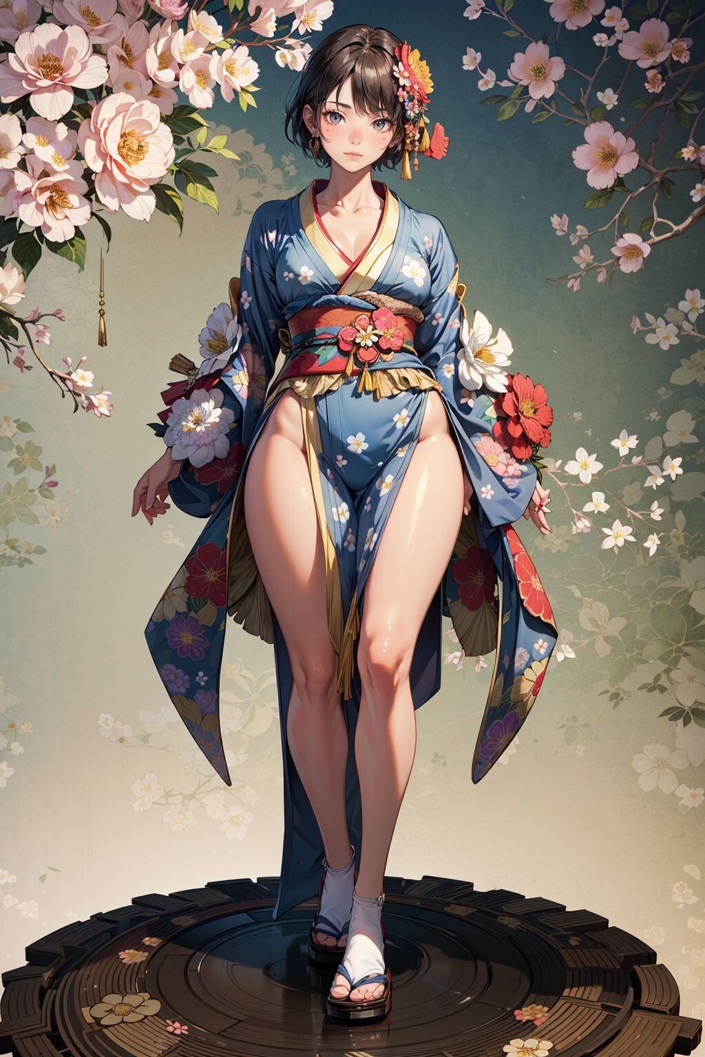 着物ですから、もちろん何も履いてませんよ