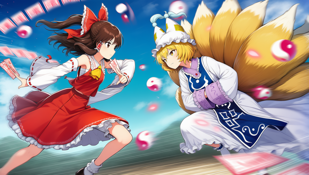 東方　霊夢　八雲藍　弾幕ごっこ　横から