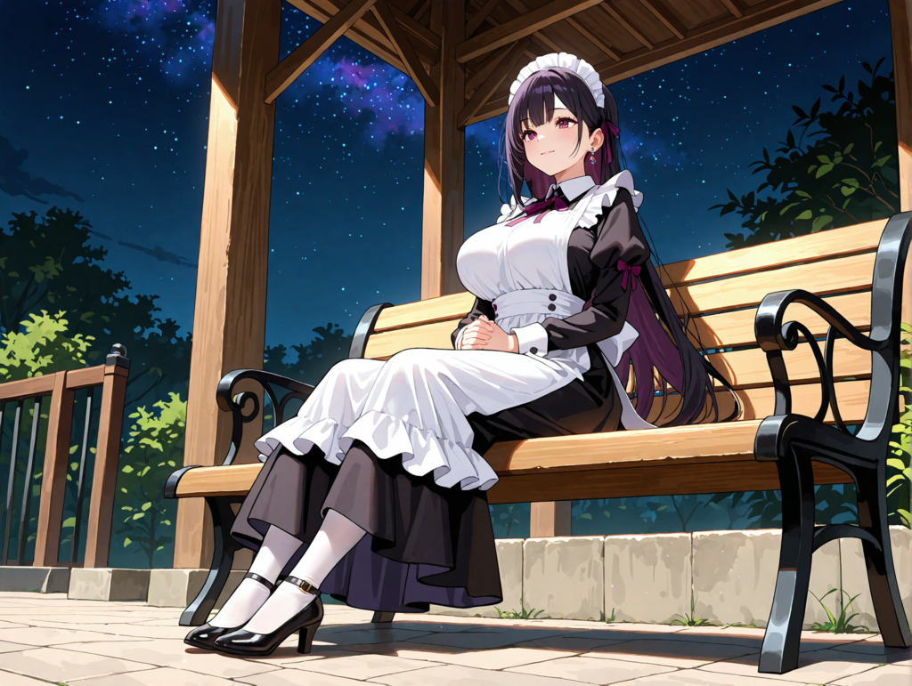 夜空を見上げている涼音さん