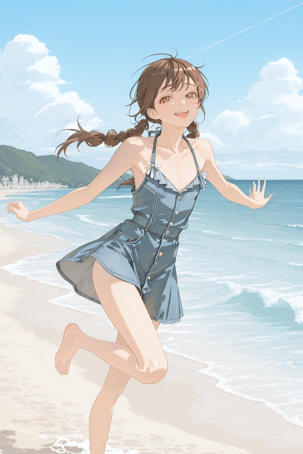 砂浜を走る