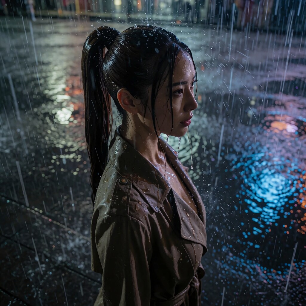 雨の中の美女