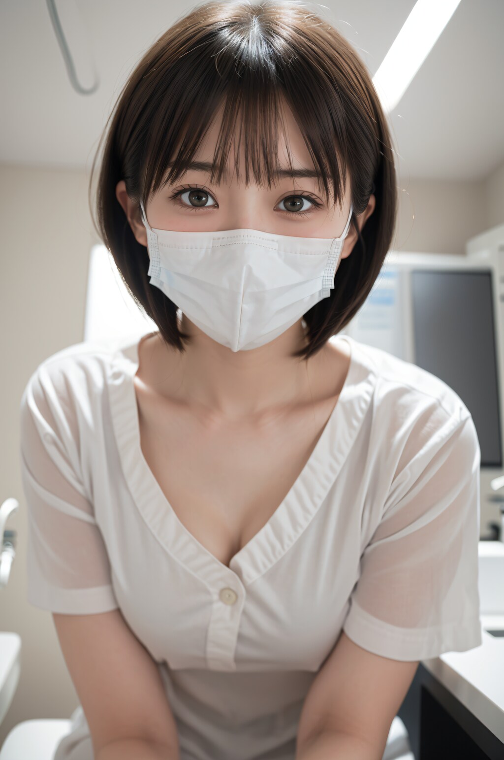 マスクをつけた女医