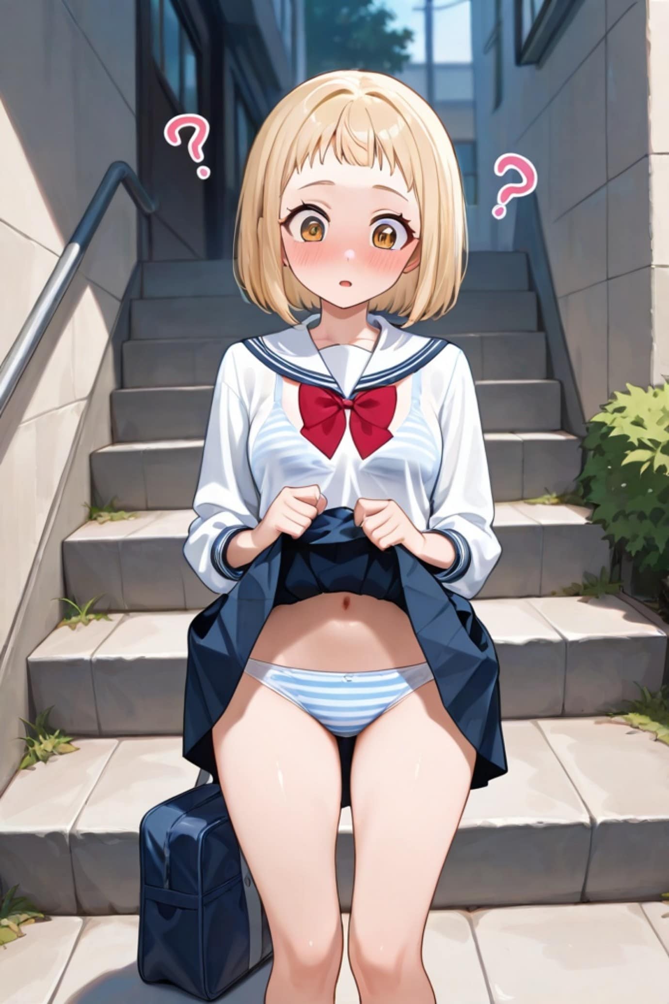 パン見せする金髪ちゃん