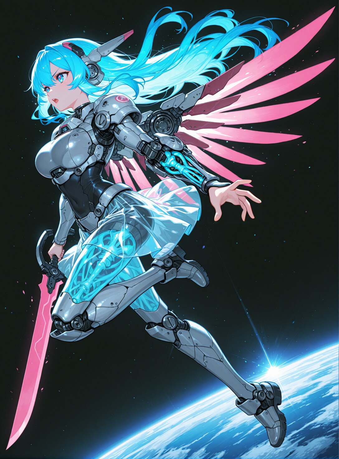 メカ娘、宇宙を飛翔