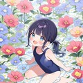 花畑のスク水少女 5枚目