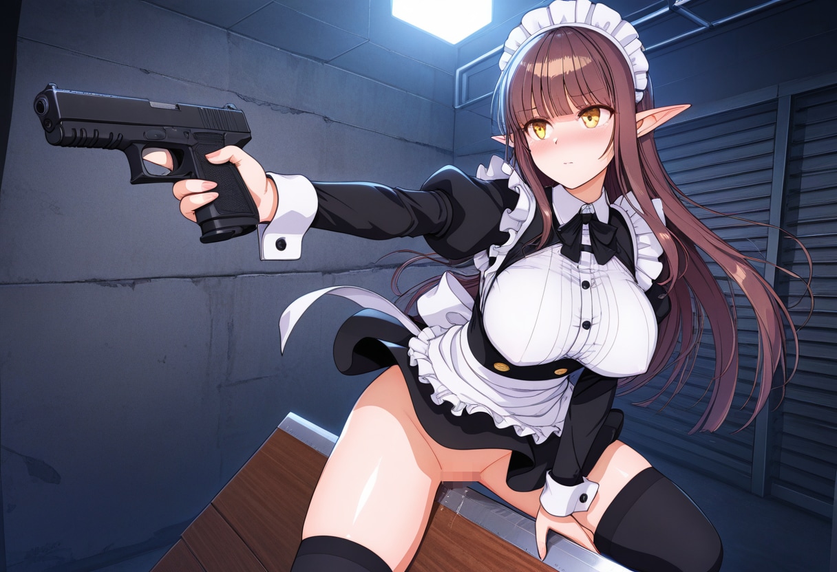 メイドの三角木馬射撃訓練