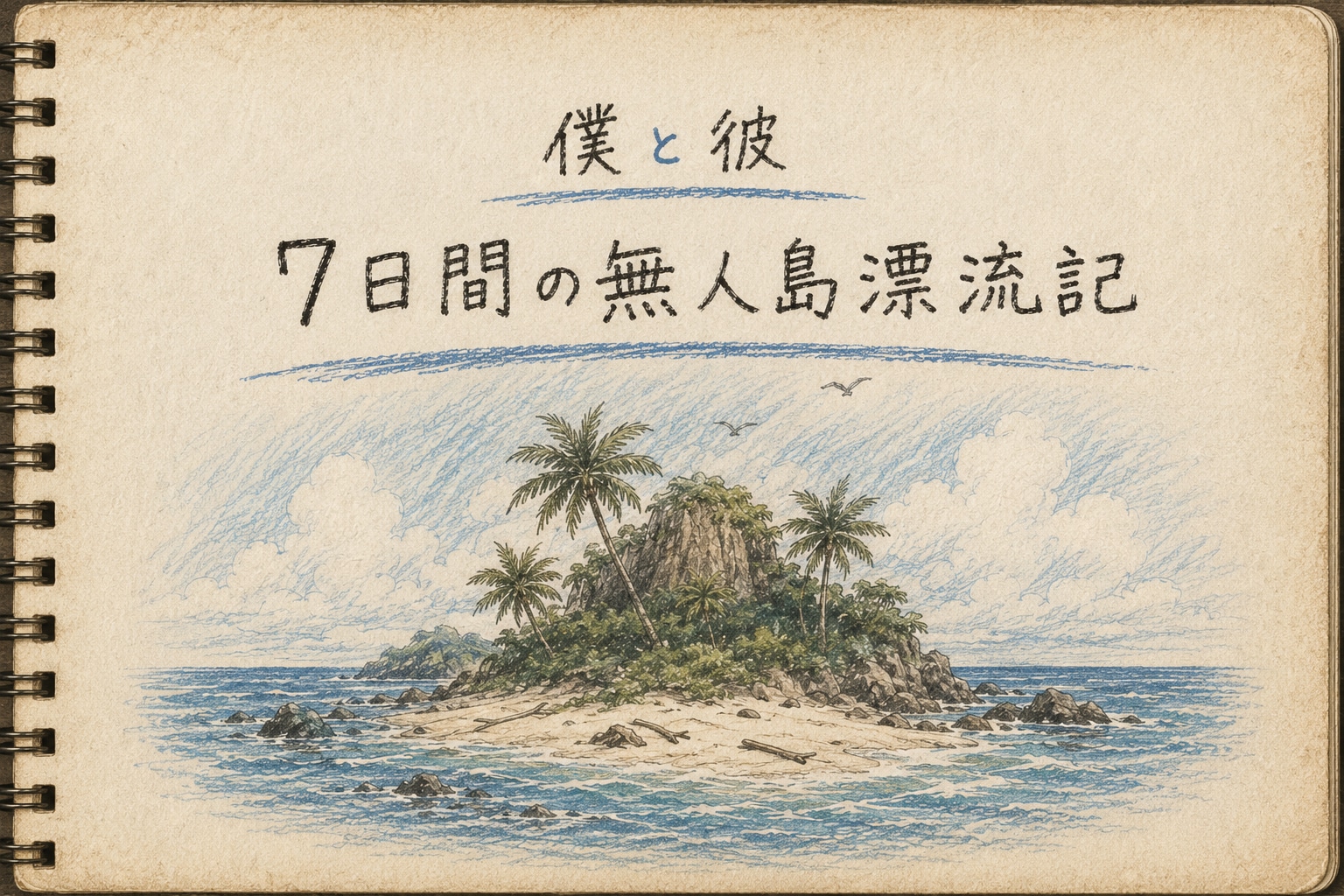 【絵日記】僕と彼 7日間の無人島漂流記🏝️