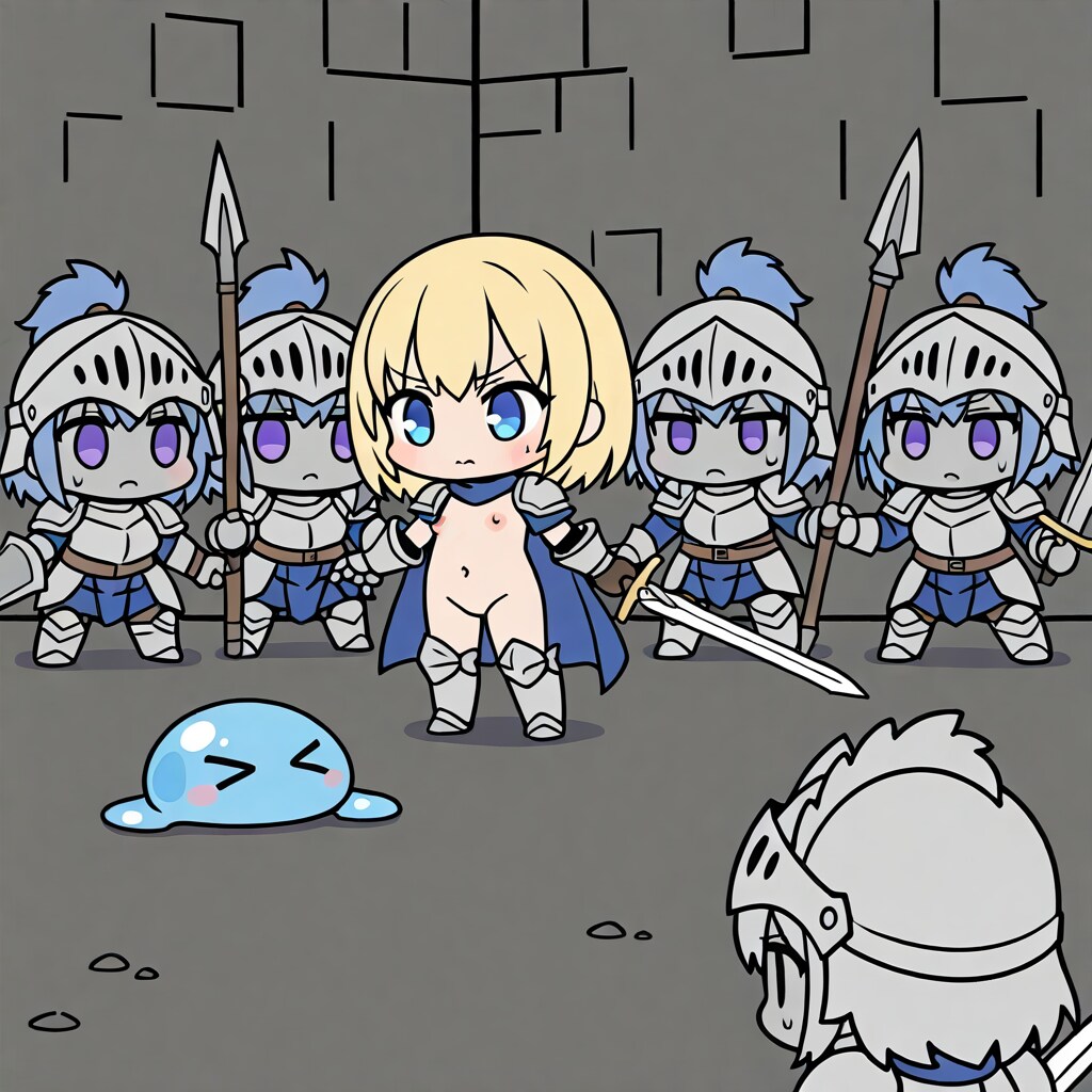 半裸女騎士対スライム