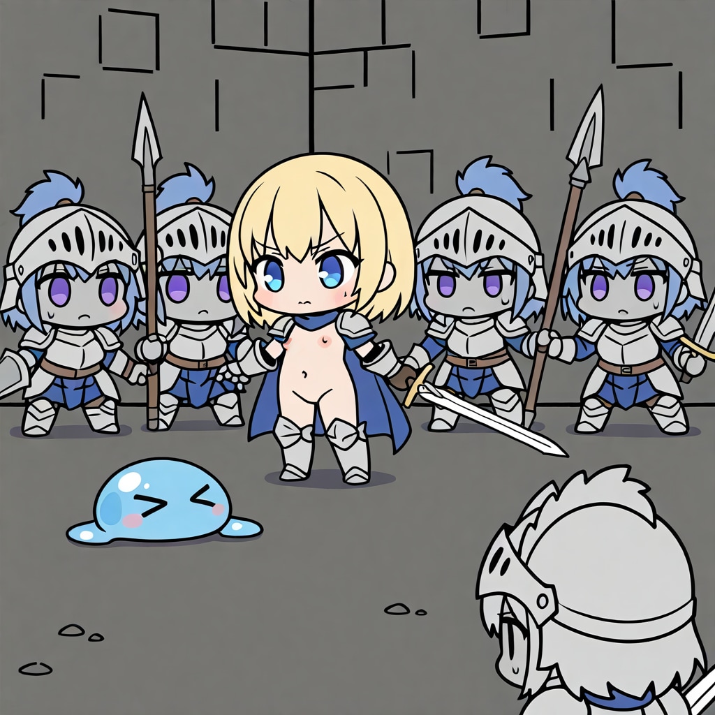 半裸女騎士対スライム