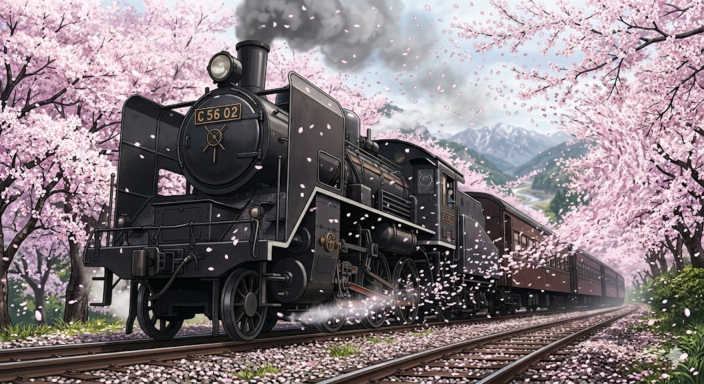桜吹雪の中を
