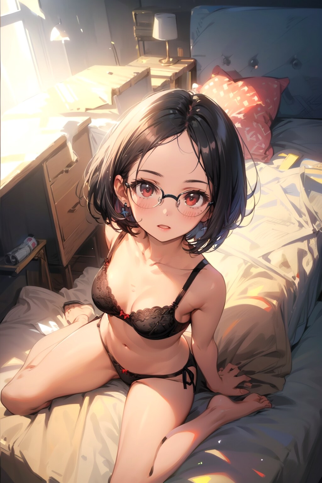 下着の眼鏡っ娘