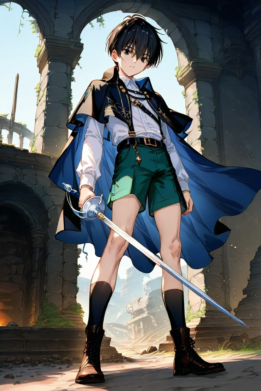 古代遺跡地下,大型男性魔法剣士1