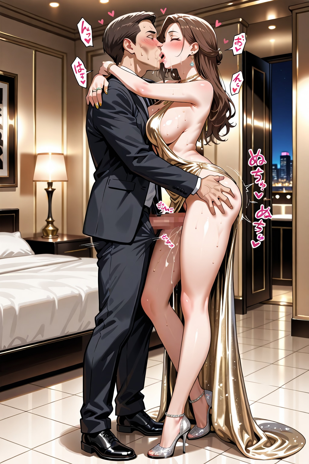 爆乳ドレスの愛人と立ち素股