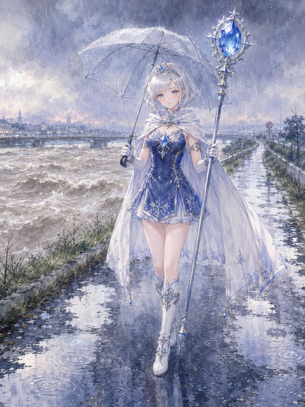 雨の中の見回り
