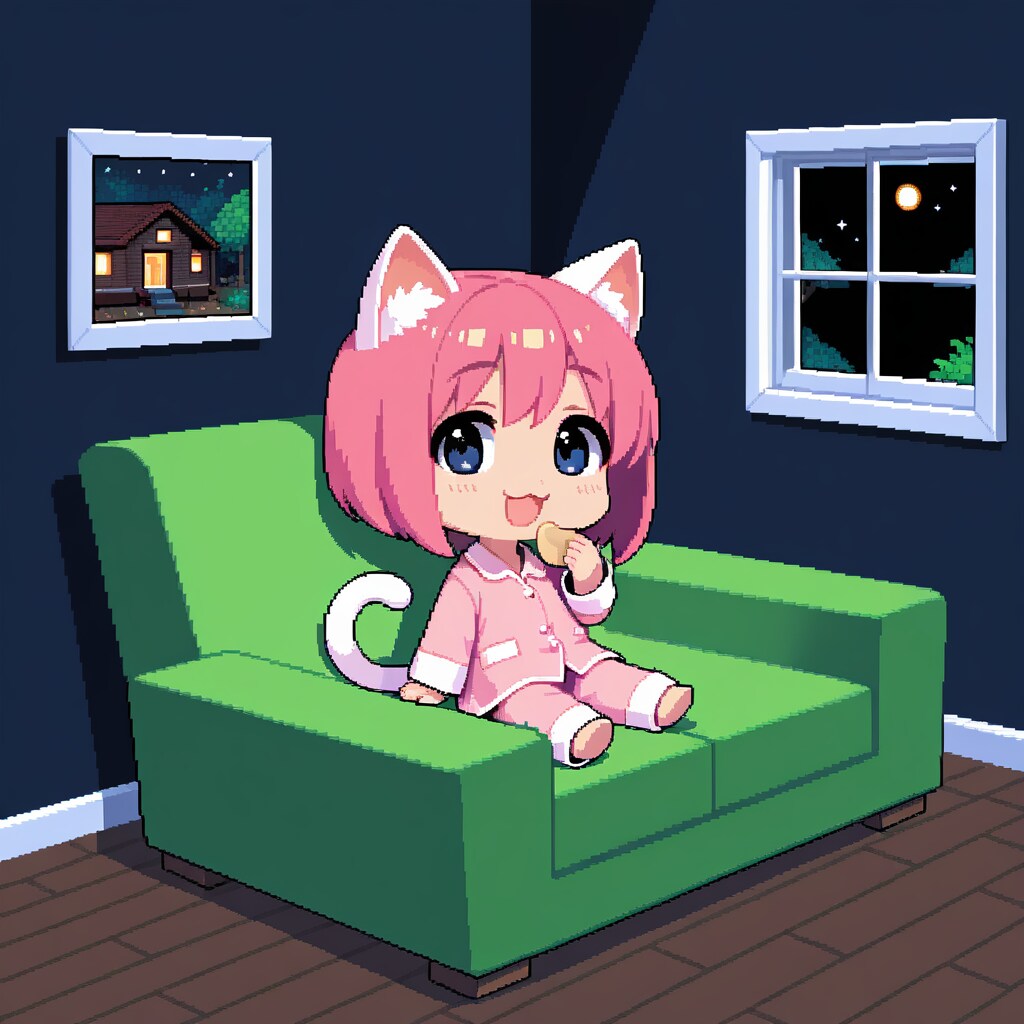 こんばんにゃん・ピクセルアート | の人気AIイラスト・グラビア