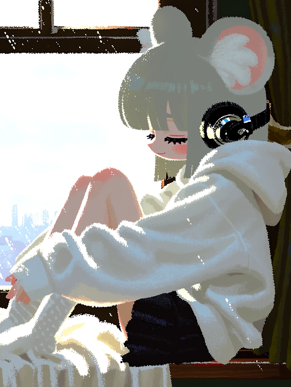 ヘッドホンとねず耳