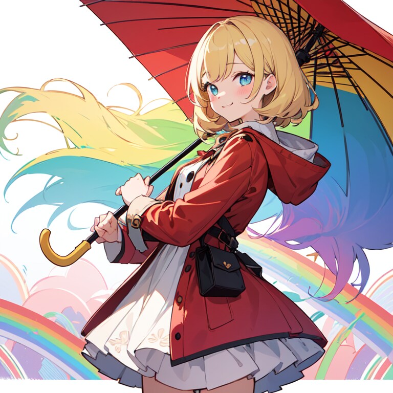 虹と傘と女の子