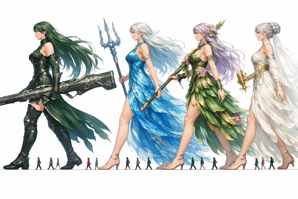 【ただ16柱が同じ方向へ歩いているだけの光景】