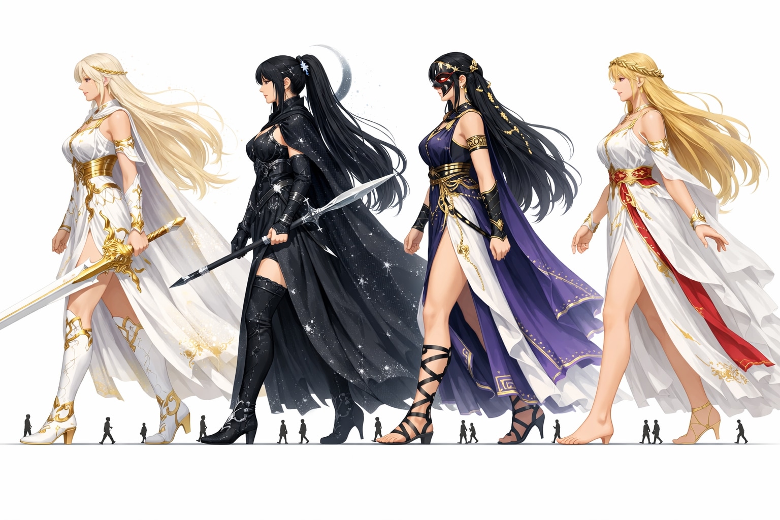 【ただ16柱が同じ方向へ歩いているだけの光景】 | の人気AIイラスト・グラビア