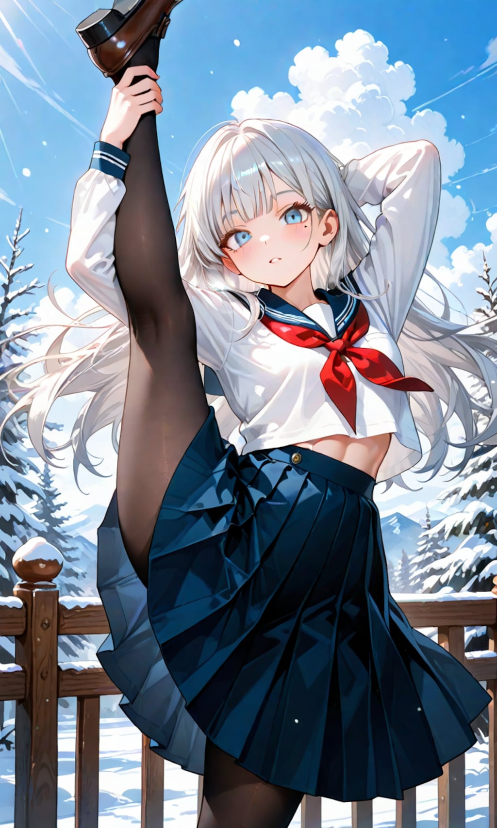 冬でもへそ出し