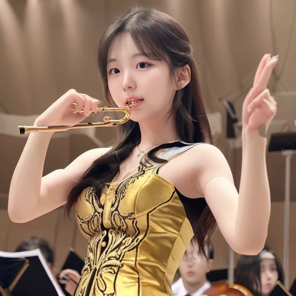 黒髪ロングでブラスバンドの美女８４