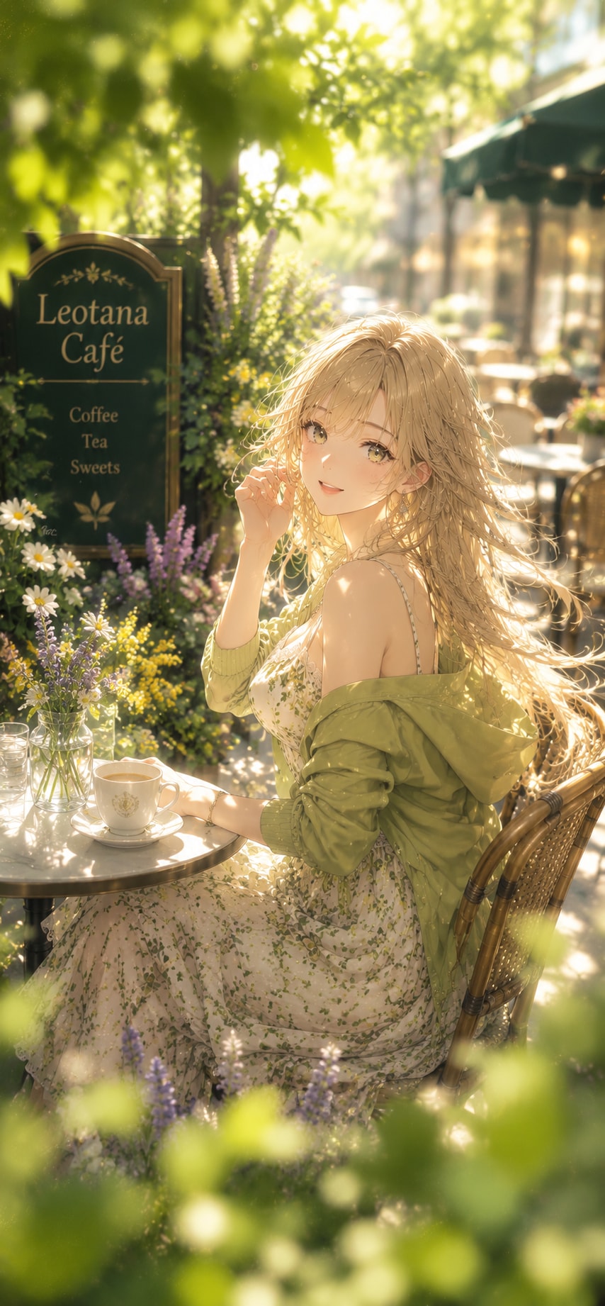 🌿 花風のカフェテラス ― 陽だまりの Leotana Café ― | の人気AIイラスト・グラビア