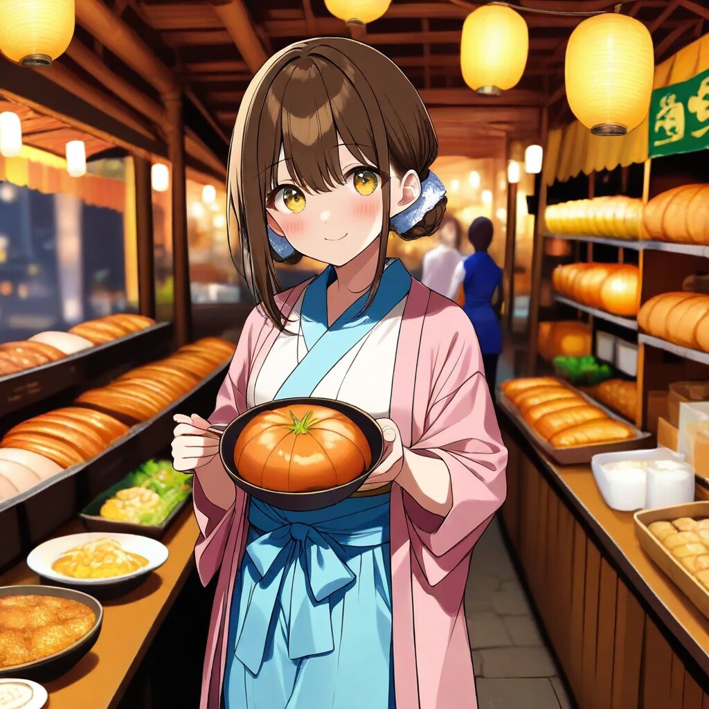 市場、屋台、食事、夜 | の人気AIイラスト・グラビア