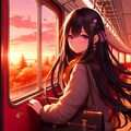 列車の旅に出た、ピアスなうちの子と夕焼け空＊その1(10枚) 8枚目