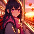 列車の旅に出た、ピアスなうちの子と夕焼け空＊その1(10枚) 6枚目