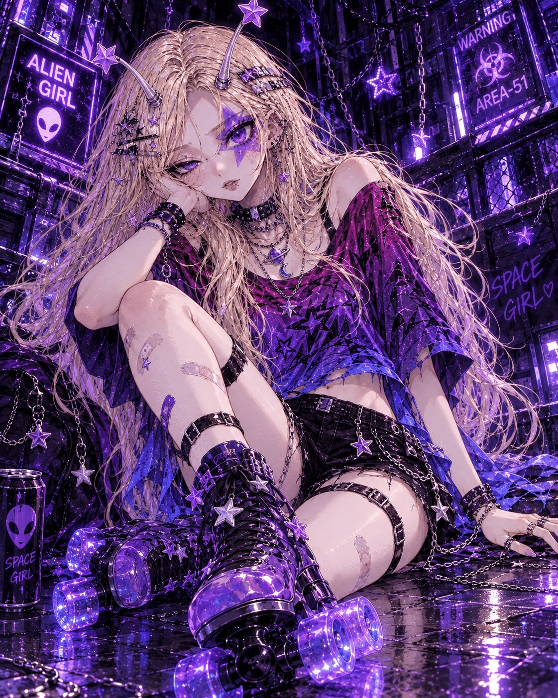 宇宙人みたいな女の子と青い舌の女の子 | の人気AIイラスト・グラビア