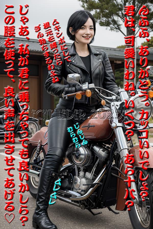 可愛い少年を見つけた美魔女バイカーさん