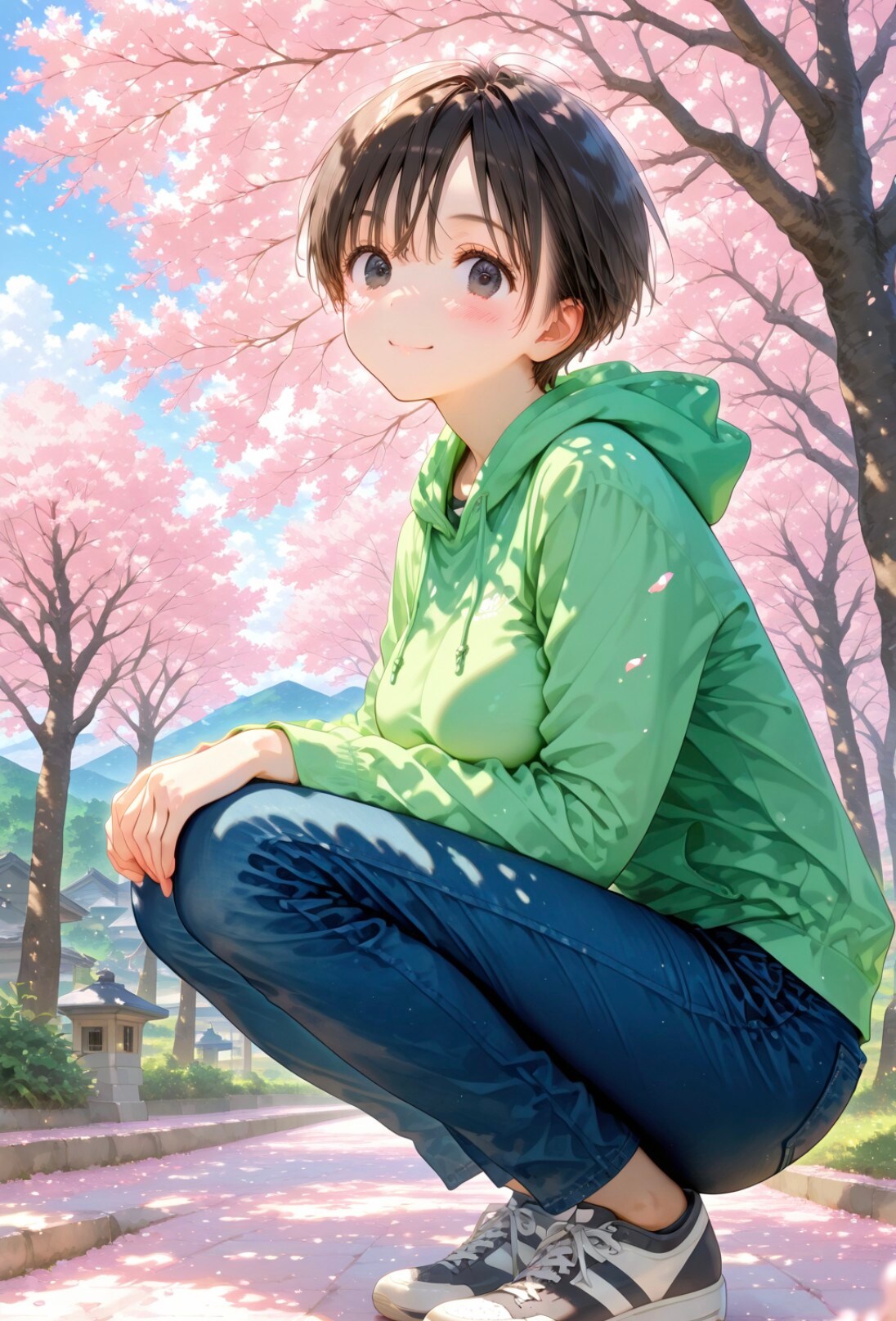 「おはよう✨️」早朝お散歩デート春🌸４ | の人気AIイラスト・グラビア