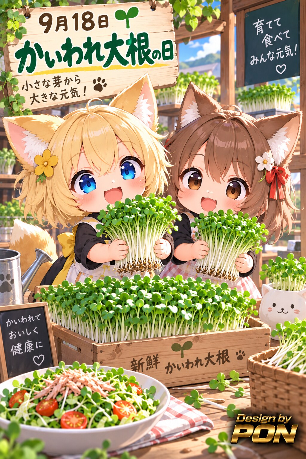 9月18日、かいわれ大根の日 | の人気AIイラスト・グラビア
