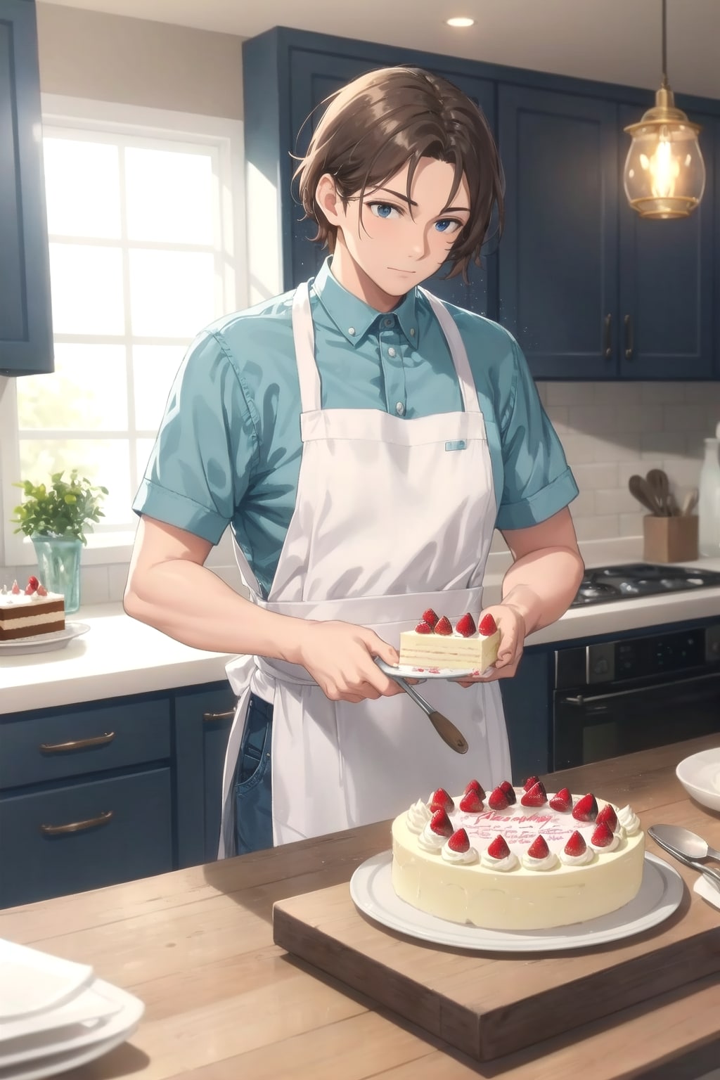 ケーキを作る男性 | の人気AIイラスト・グラビア