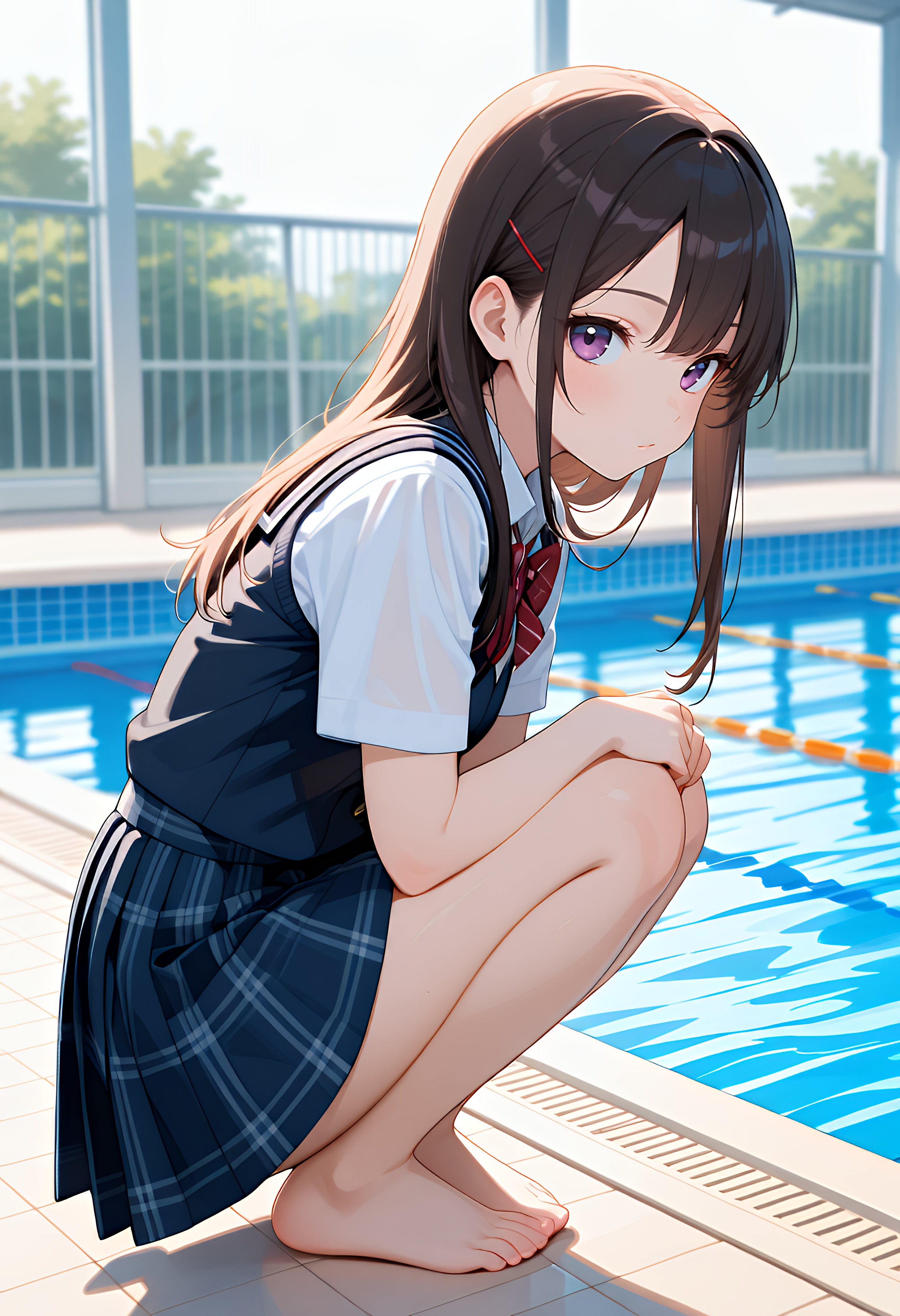 プール横