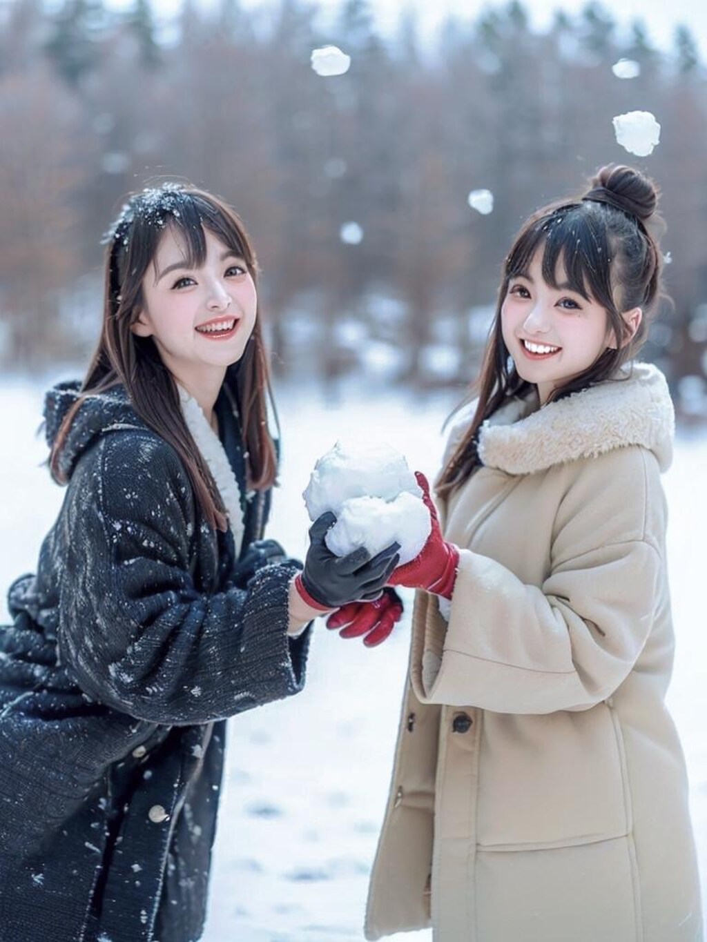 雪を楽しむ彼女